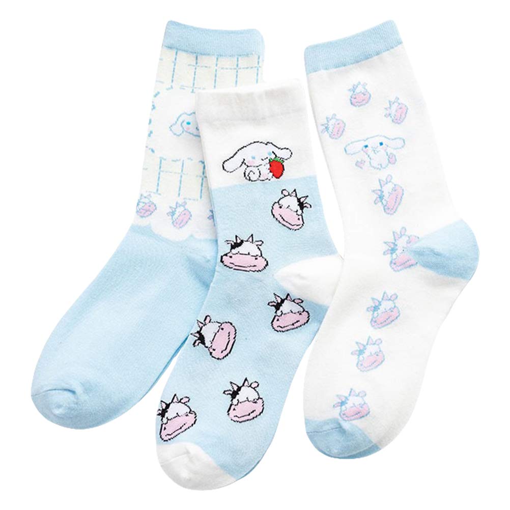 GALPADA Women's Fuzzy Socks 3 Pairs - Cozy Cotton Mid-Calf Socks for Winter
