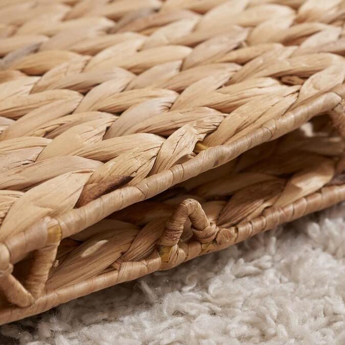 12x12x12 Inch Water Hyacinth Storage Baskets - 4 Pack Woven Wicker Cube Bins for Shelves, Bedroom, Living Room Organizer - Perfect for Toys, Blankets, Books & Home Decor Storage