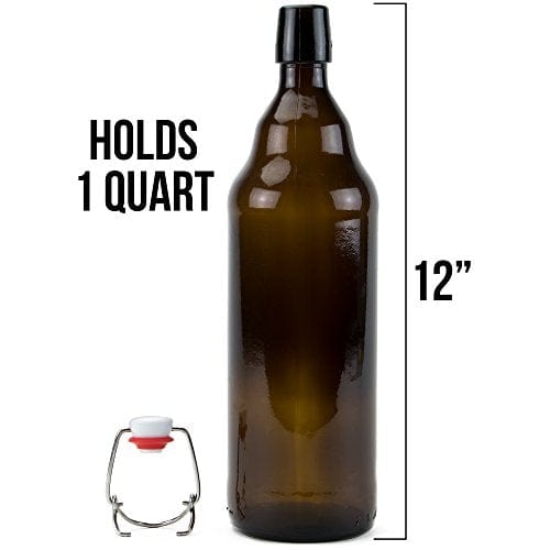 33 oz. Grolsch Glass Beer Bottles with Swing Top - 12 Pack Airtight Seal for Home Brewing, Kombucha, Homemade Soda - Perfect for Craft Beer, Fermented Drinks & Kitchen Storage