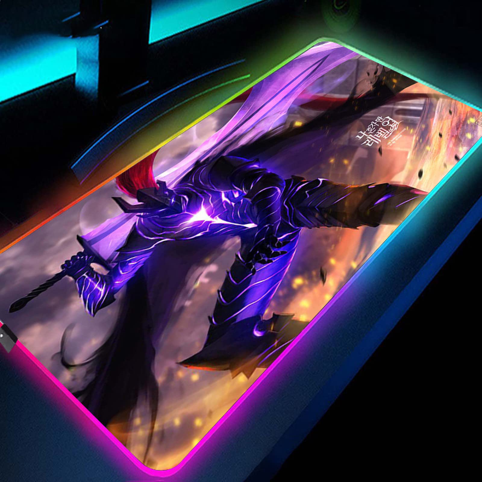 Solo Leveling Igris Anime LED Gaming Mouse Pad - XXL 900x400mm & 300x600mm RGB Glowing Desk Mat for CS:GO, Keyboard & PC Gaming Accessories - Perfect for Esports, Streaming & Office Work