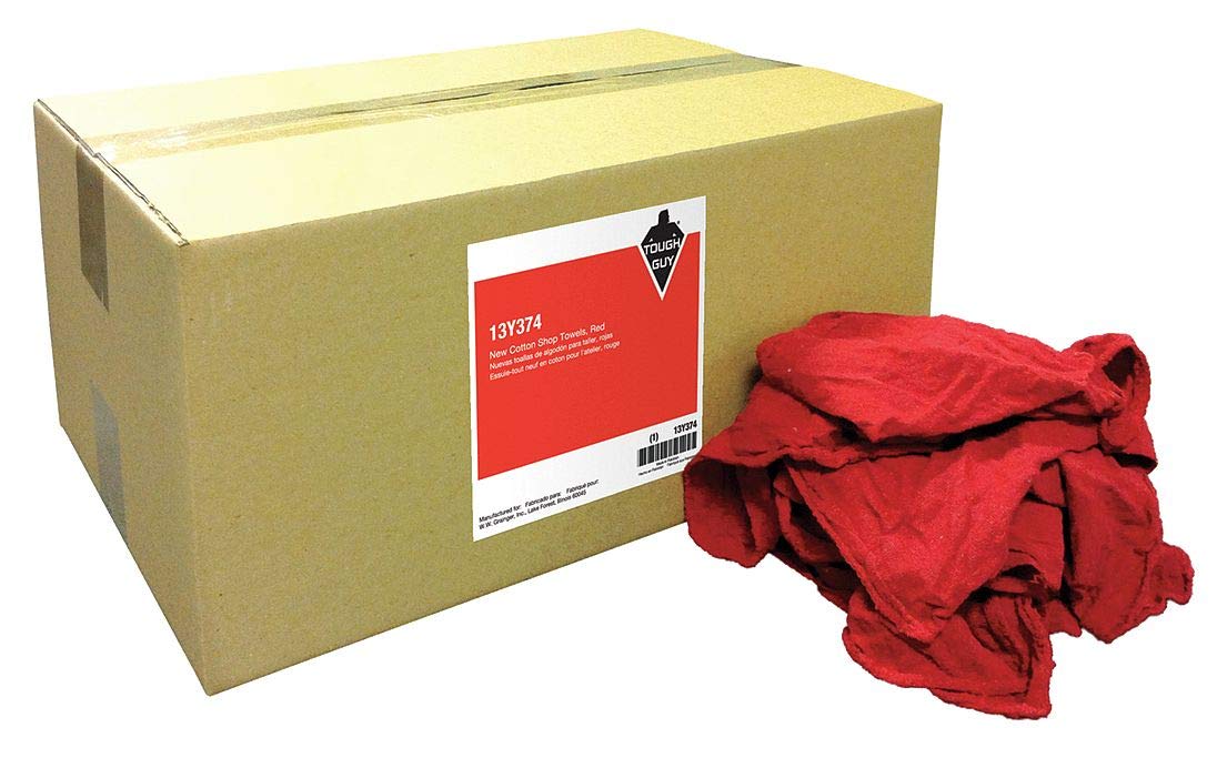 **Durable Cotton Shop Towels - Heavy Duty Red Cleaning Rags for Automotive, Workshop & Industrial Use**