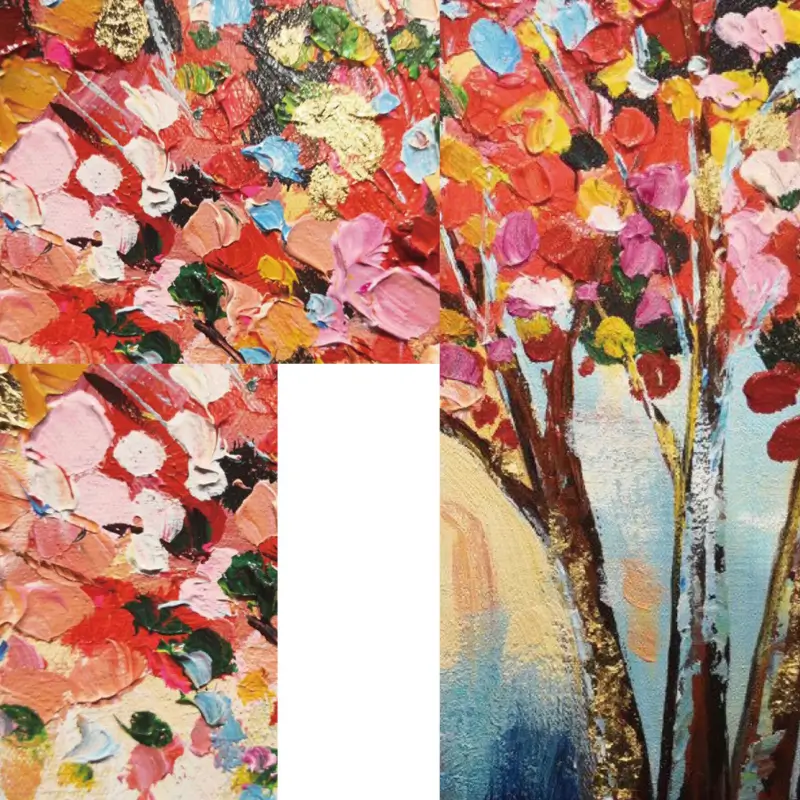 Flower and Tree Painting #FT004 - Handmade Canvas Art for Home Decor, Living Room, Bedroom & Office Wall Art
