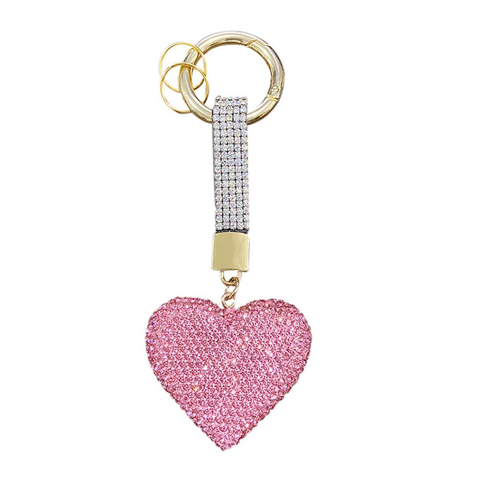 VALICLUD Rhinestone Sparkly Heart Keychain - Shiny Bag Charm Pendant for Women, Handbags, Backpacks & Car Decor - Perfect Gift for Valentine's Day, Birthday & Party Favors