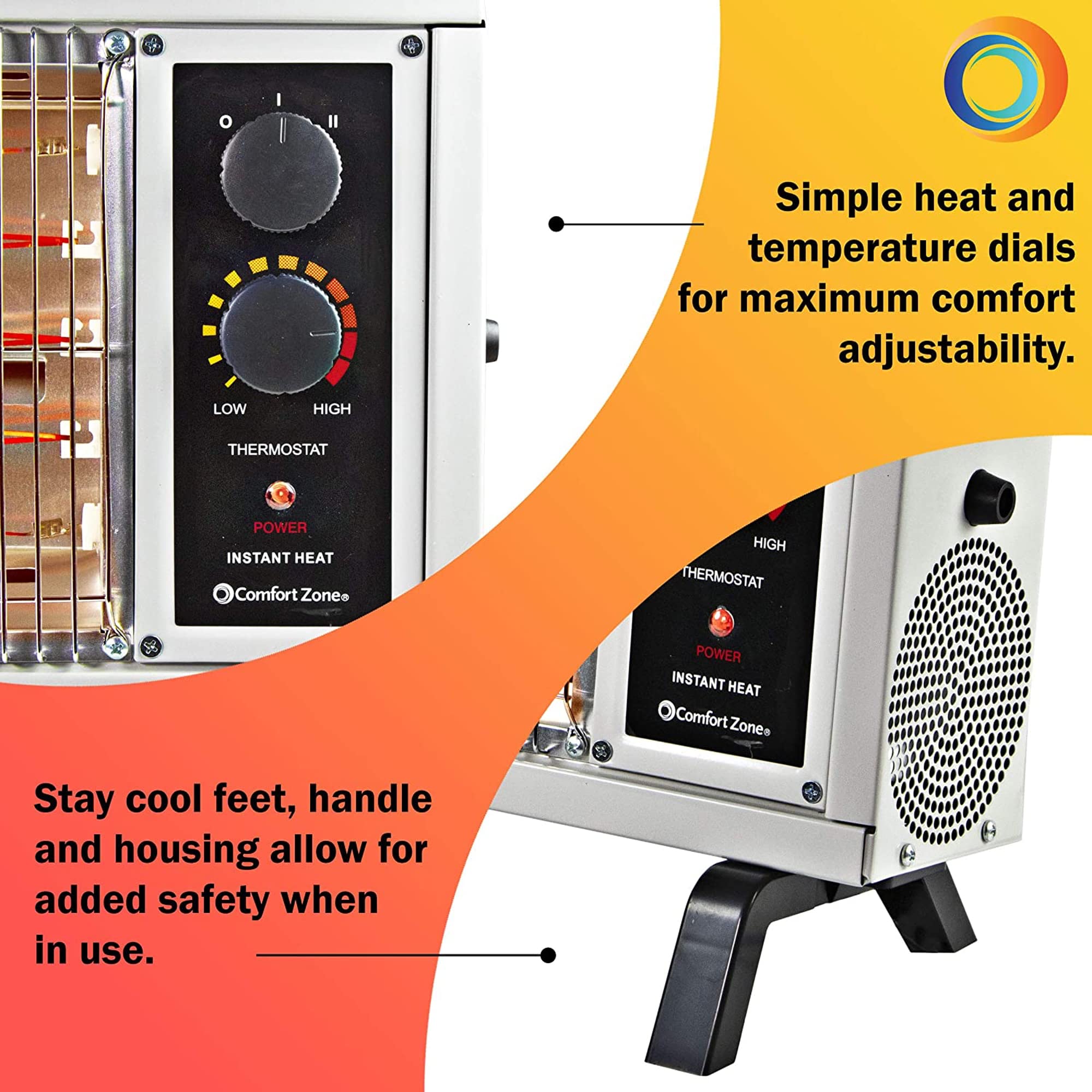 1500W Portable Electric Space Heater with Adjustable Thermostat - Indoor Radiant Heater for Home, Office & Patio - Covers Up to 1000 Sq.Ft (White) - Perfect for Winter Warmth & Energy-Efficient Heating