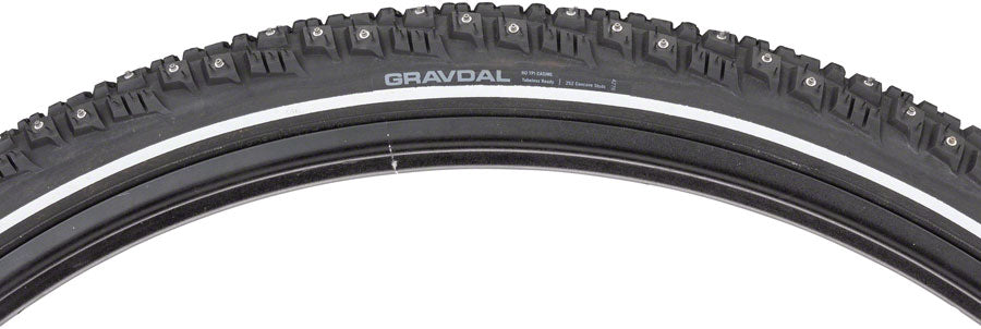 45NRTH Gravdal 700x38 Tubeless Folding Bike Tire - Black, 60 TPI with 252 Concave Carbide Studs | Winter Cycling, Snow Traction, Mountain Biking | Perfect for Ice Roads and Off-Road Adventures
