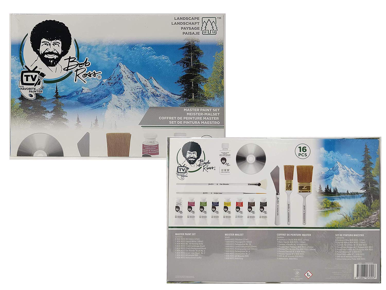 Bob Ross Master Artist Oil Paint Set with Aluminum Table Easel & 2-Pack 12x16 Stretched Canvases - Complete Painting Kit for Beginners & Professionals - Perfect for Home Studio, Art Class & Creative Gift