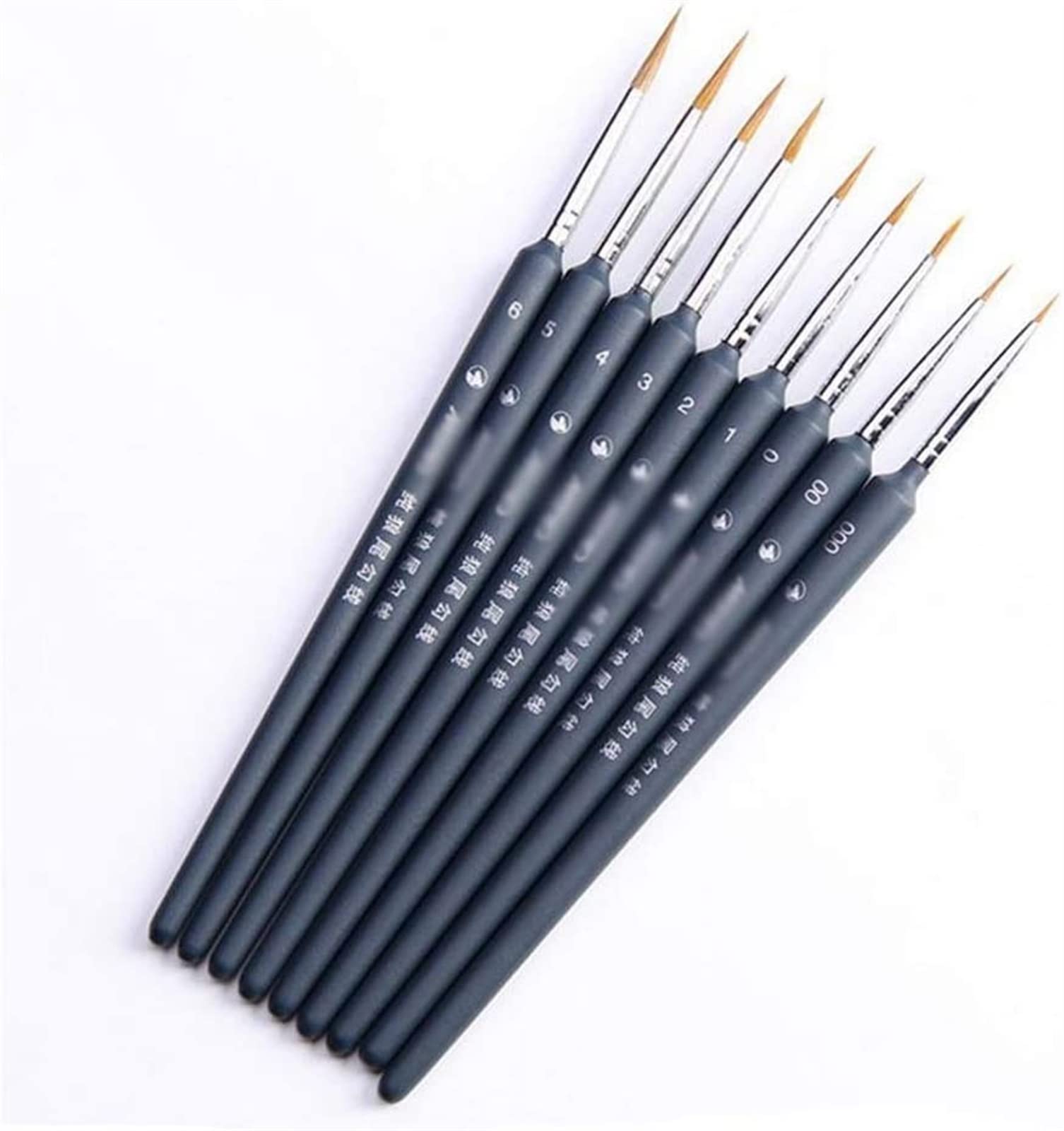 10 PCS Miniature Paint Brush Set - Professional Nylon Brushes for Acrylic Painting, Thin Hook Line Pen - Perfect for Detailed Artwork, Hand Painting, Miniature Models & DIY Crafts
