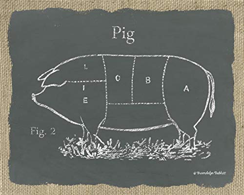 Farm Animal Kitchen Art Prints - 4pc 10x8in Framed Chalkboard Décor for Home & Dining