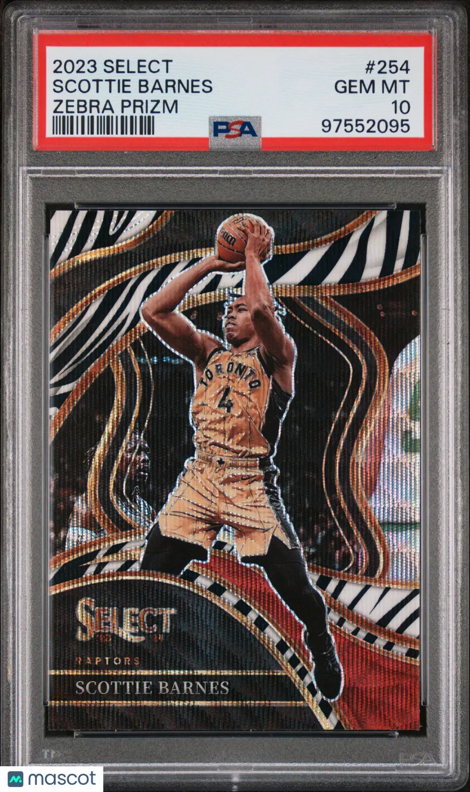 2023 Panini Select Basketball Zebra Prizm Scottie Barnes PSA 10 #254 Rookie Card - Collectible Trading Card for NBA Fans, Display Case & Investment Piece