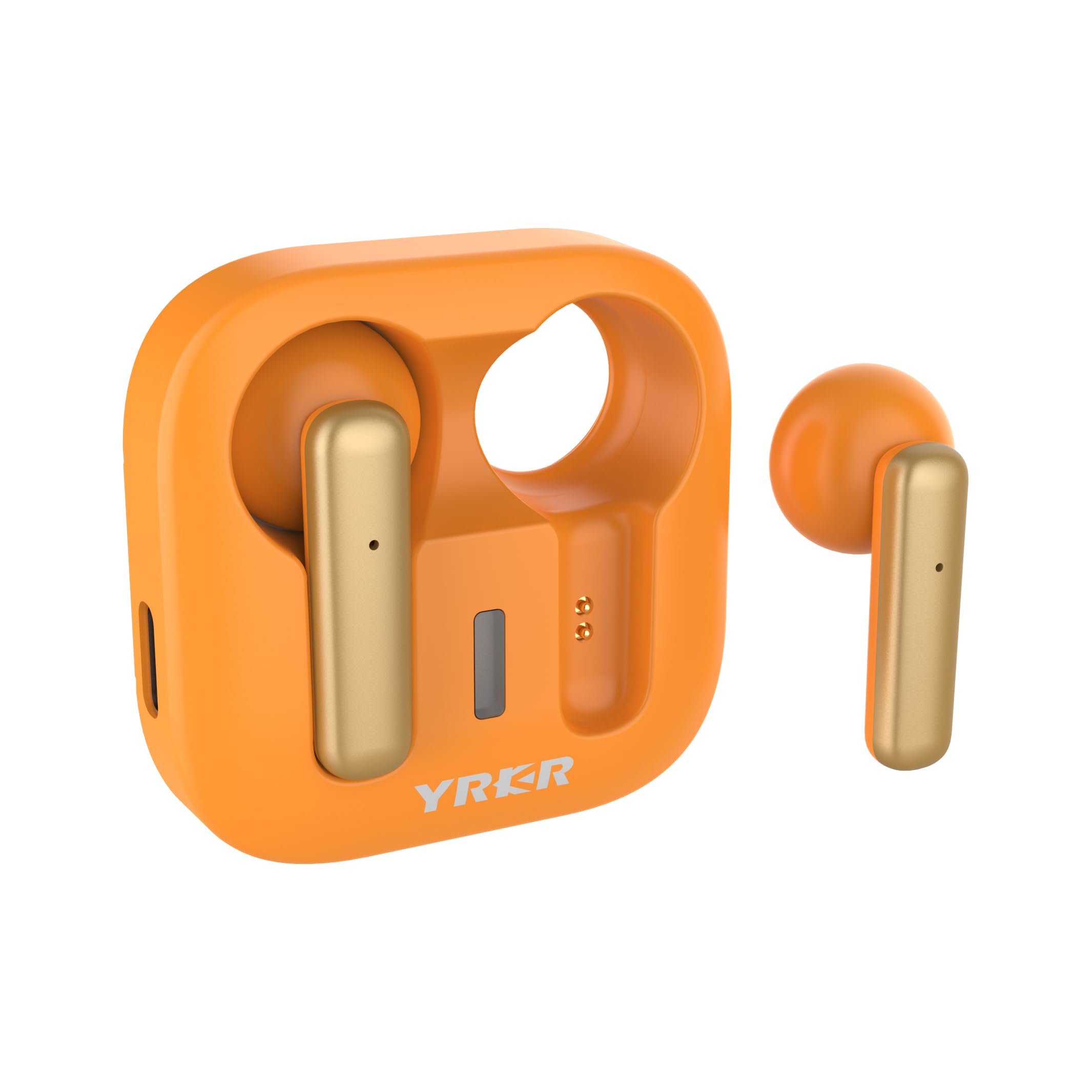 Wireless Bluetooth Earbuds 5.3 with Noise Cancelling & Charging Case - Cute Orange Color for iPhone Android - Perfect for Gym, Commuting & Travel