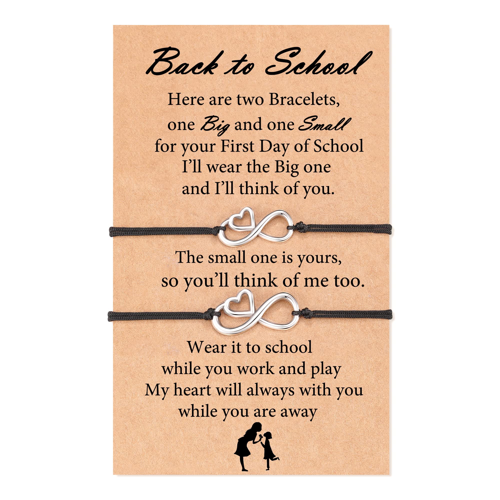 MANVEN Mother Daughter Matching Bracelet Set - Heart Wish Bracelets for Mom & Girl, Back to School Gift, Separation Anxiety Relief for Preschool Kids | Perfect for School Days, Family Bonding & Special Occasions
