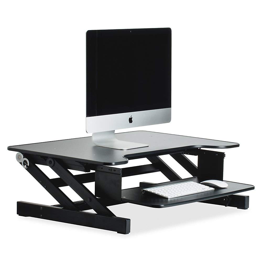 Lorell Black Adjustable Sit to Stand Monitor Riser - Ergonomic Desktop Stand for Home & Office Workspace