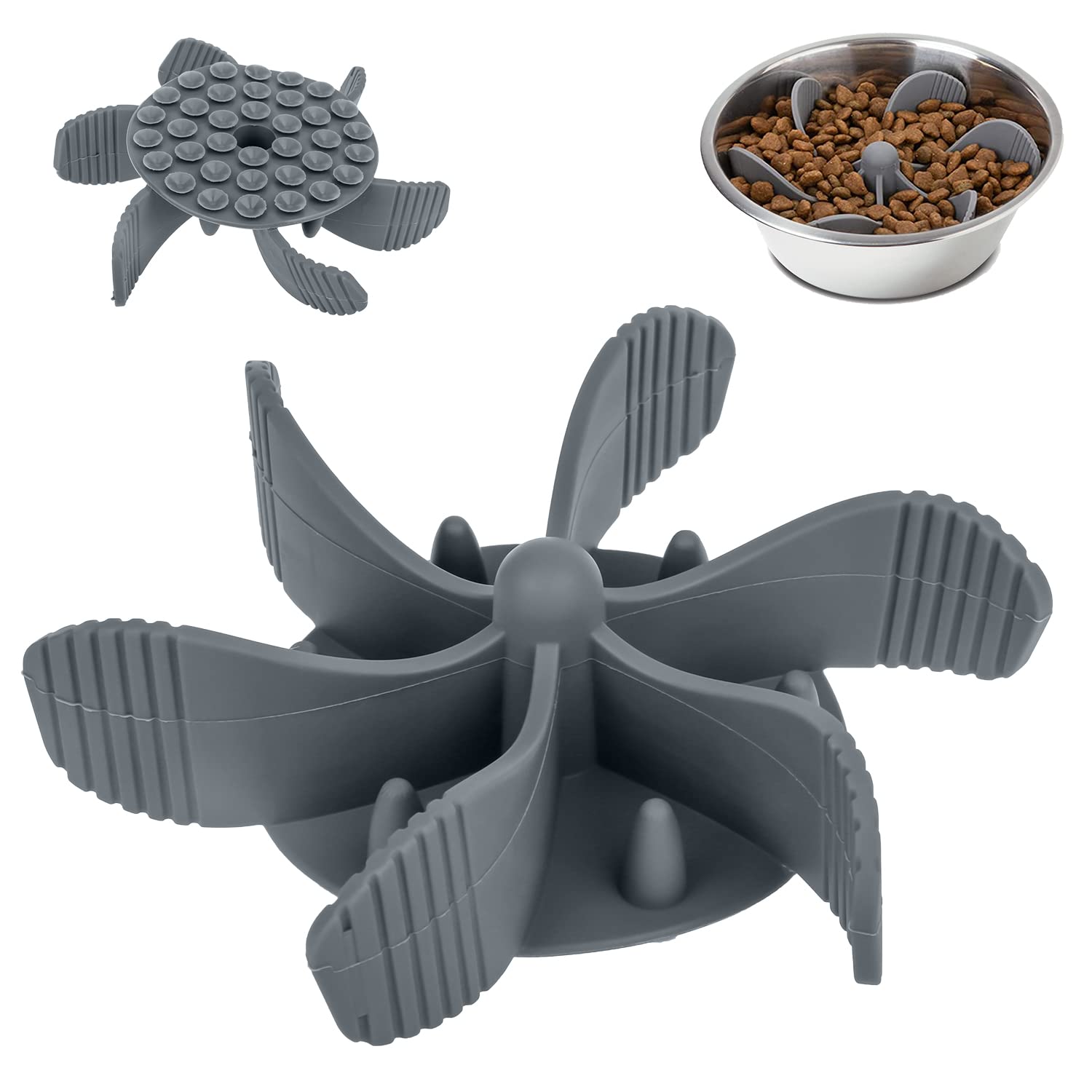 Slow Feeder Dog Bowl Insert - Spiral Design to Slow Down Eating for Small & Large Dogs | Silicone Pet Slow Feeder for Dry & Wet Food | Non-Slip Suction Cups | Dishwasher Safe | Perfect for Fast Eaters & Digestion Issues | Use During Mealtime or Training Sessions