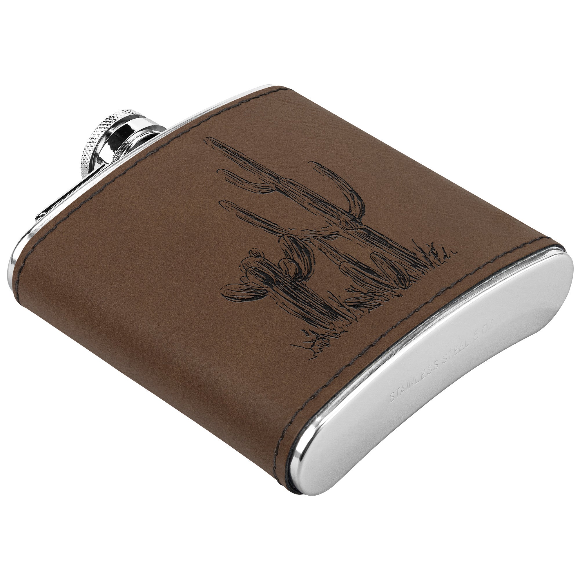 Premium Stainless Steel & Leather Cactus Flask - Insulated Travel Water Bottle for Outdoor Adventures, Camping, Hiking & Gifts