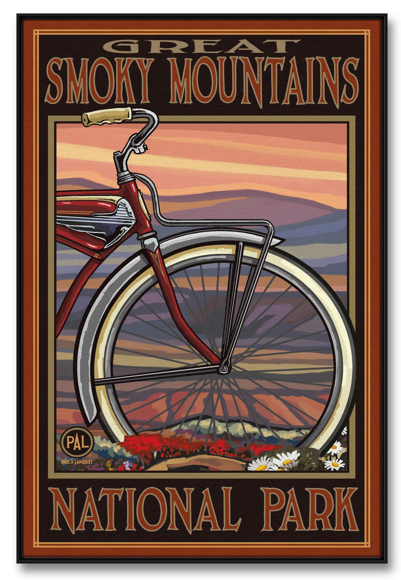 Great Smoky Mountains National Park Vintage Half Bike Giclee Canvas Wall Art - 30