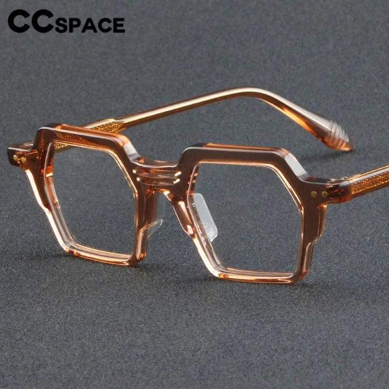 CCspace Unisex Full Rim Polygon Acetate Eyeglasses 56914 - Stylish & Durable Frame for Men & Women - Perfect for Work, Reading & Fashion Accessories