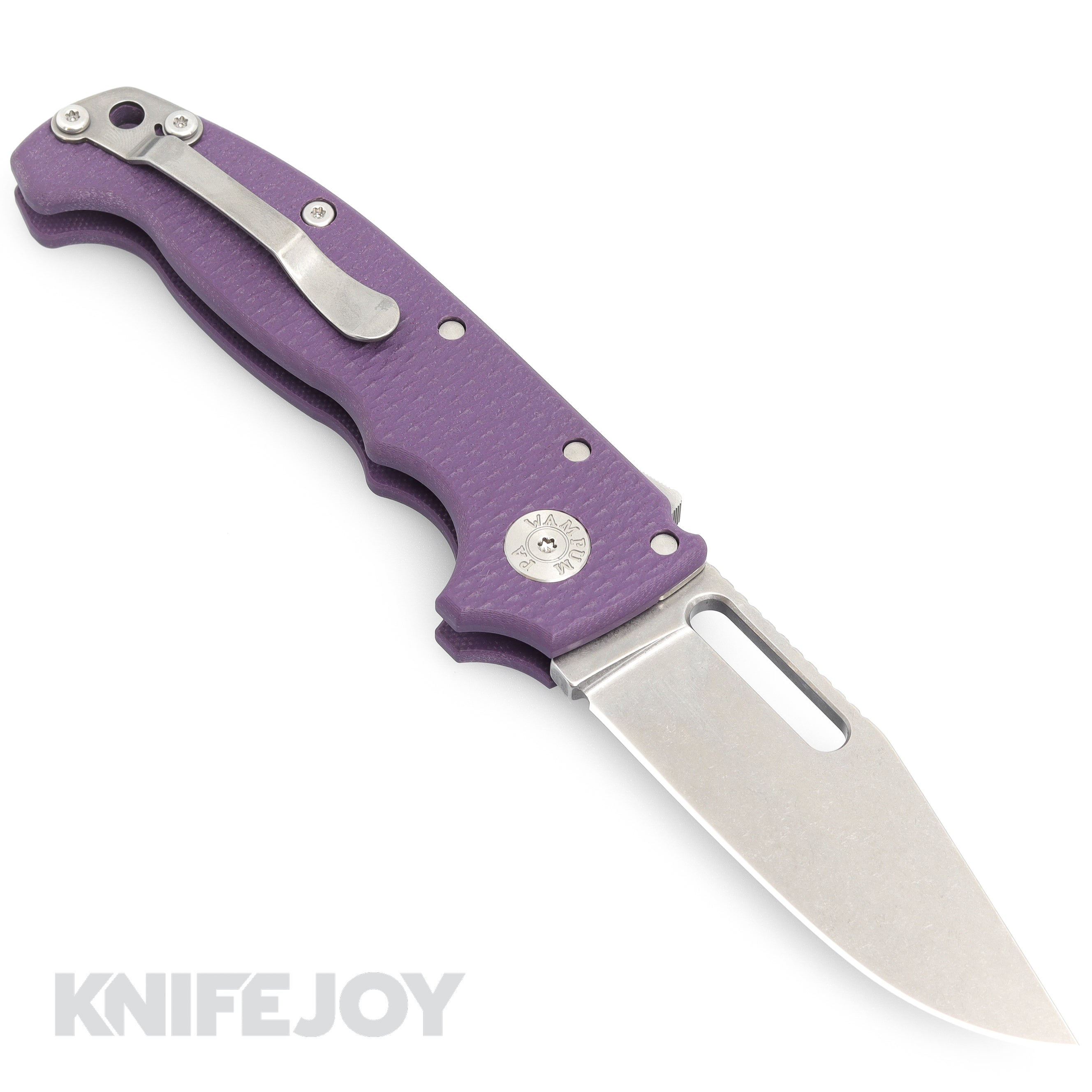 Demko AD20 Folding Knife - 3V Steel Clip Point Blade, Full Flat Grind (FFG), Purple G10 Handle - EDC, Outdoor Survival, Hunting & Tactical Gear