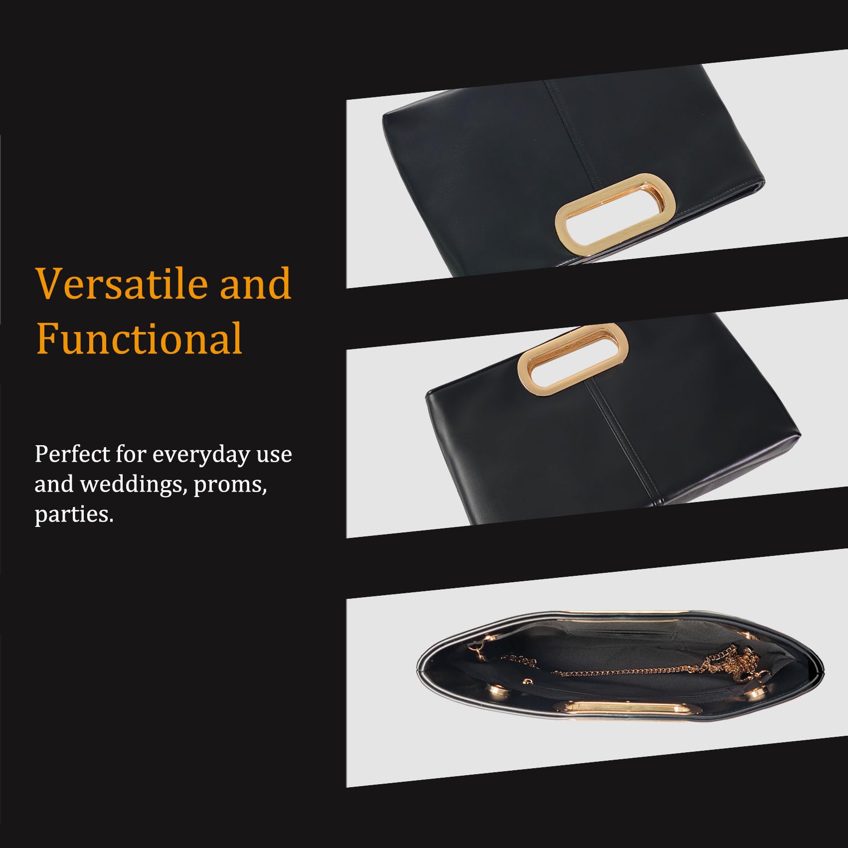 Women's Clutch Purse - Premium PU Leather Evening Bag for Date Night, Prom, Cocktail Party & Wedding - Perfect for Formal Events & Special Occasions