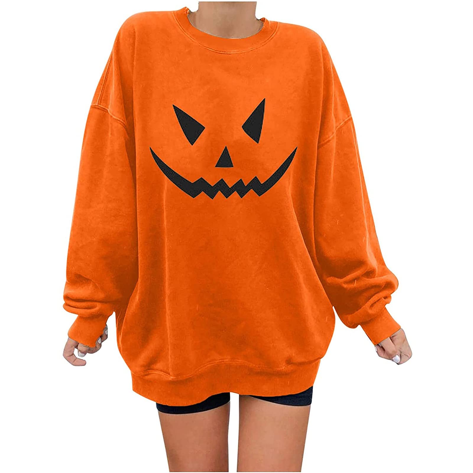 Women's Oversized Graphic Sweatshirt - Loose Fit Christmas Halloween T-Shirt Blouse | Cozy Casual Wear for Fall Winter Seasons, Perfect for Holiday Parties & Everyday Comfort