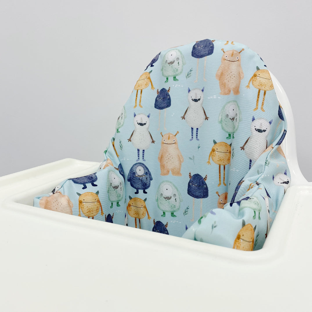 IKEA High Chair Cushion Cover - Little Monsters Print Baby Feeding Seat Protector | Washable & Durable for Toddlers | Perfect for Dining, Weaning & Playtime