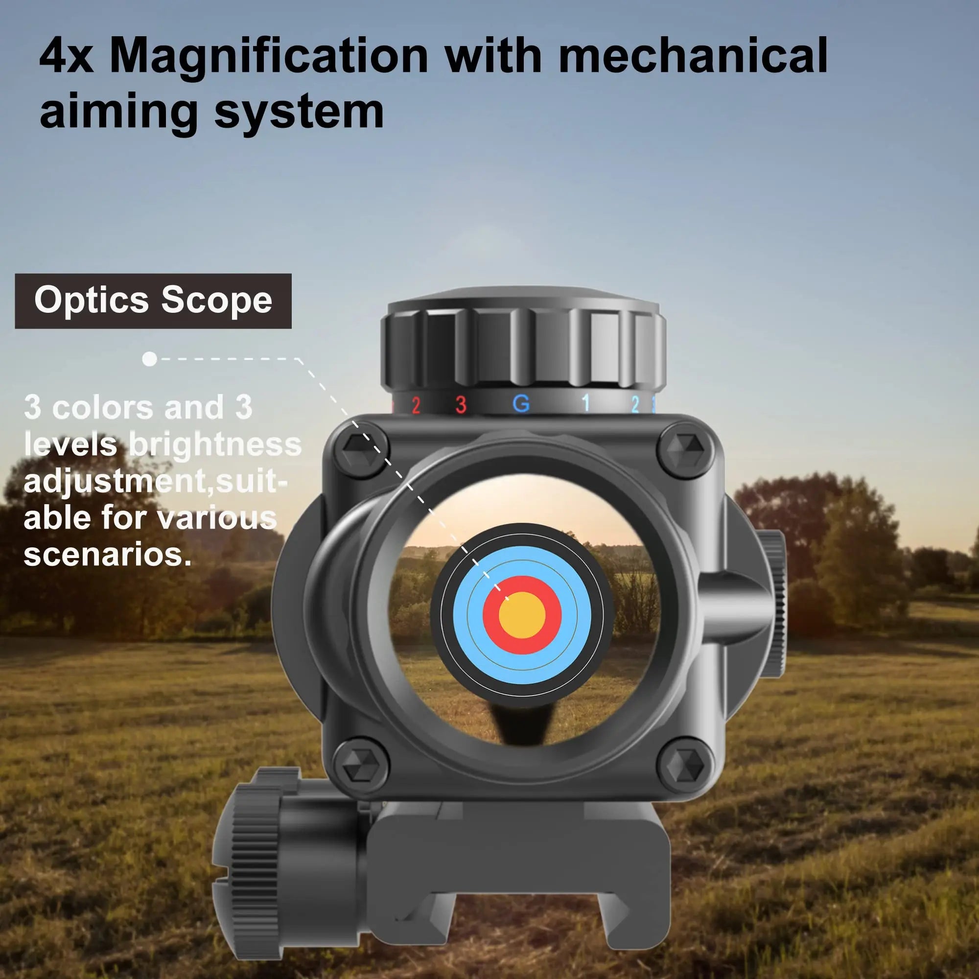 VictOptics 4x32 Compact Prism Scope - Quick Change Etched Glass Reticle with 3 Color Options for AR-15 & Airsoft Rifles - Perfect for Tactical Shooting, Hunting, and Outdoor Range Practice
