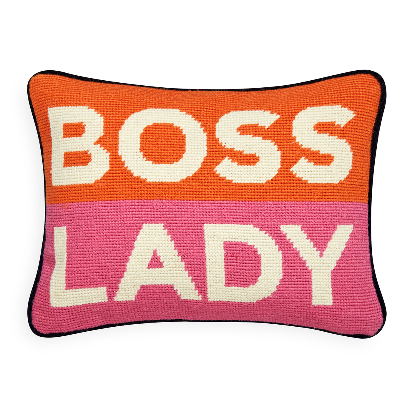 Boss Lady Needlepoint Pillow - Elegant Home Decor for Office, Living Room & Bedroom - Perfect Gift for Women Entrepreneurs & Professionals