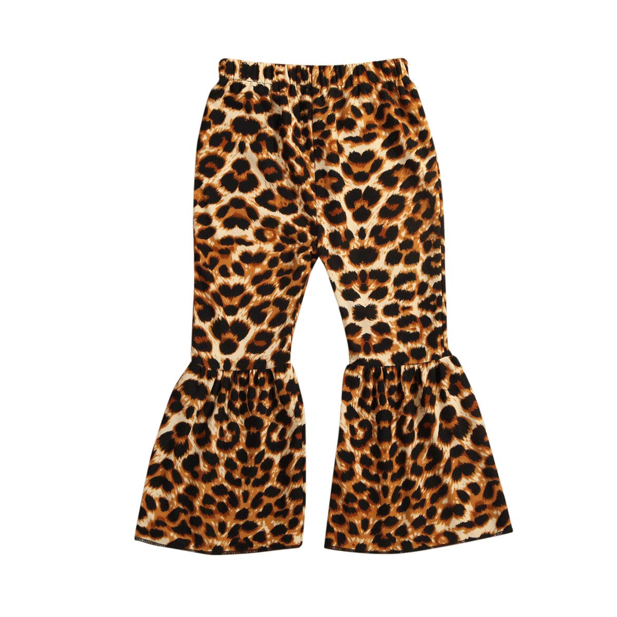 Girls' Leopard Print Ruffle Leggings with Plaid Bell Bottoms - Toddler Flare Pants for Playdates & Preschool Fashion