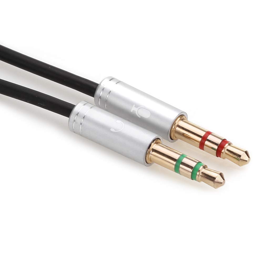 NANYI 3.5mm Headphone Splitter Cable - Female to Dual Male Audio Adapter for PC, Laptop, Gaming & Conference Calls - Silver Y Splitter for Headphone & Microphone (Perfect for Online Meetings, Gaming & Music Sharing)