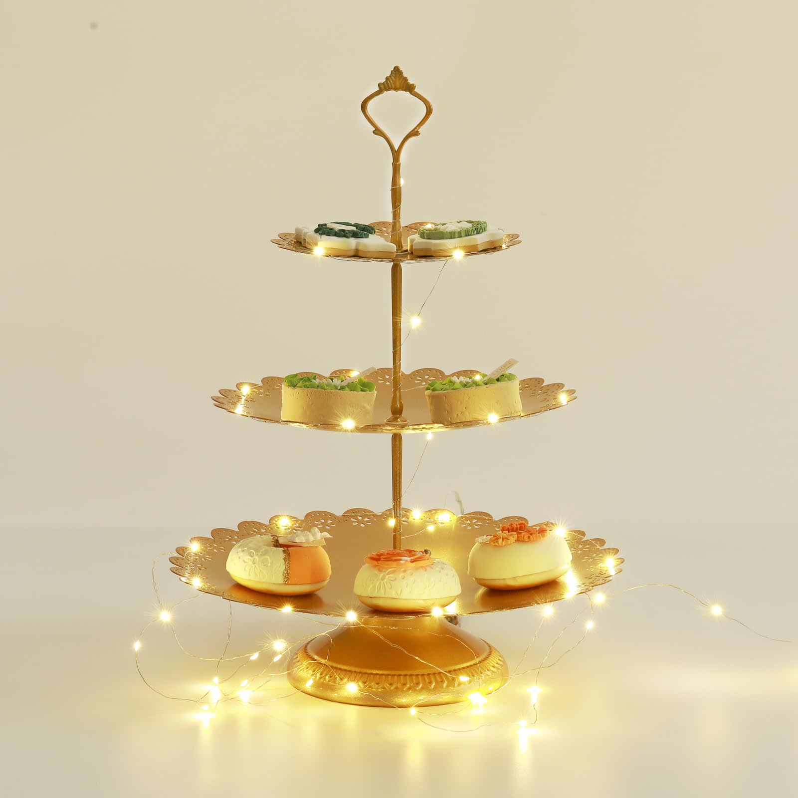 8-Piece Gold Cake Stand Set - Round Metal Cupcake Stands, Cookie & Dessert Display Plates, Serving Trays for Birthday, Baby Shower, Wedding Decor | Perfect for Party Buffets, Dessert Tables & Event Centerpieces