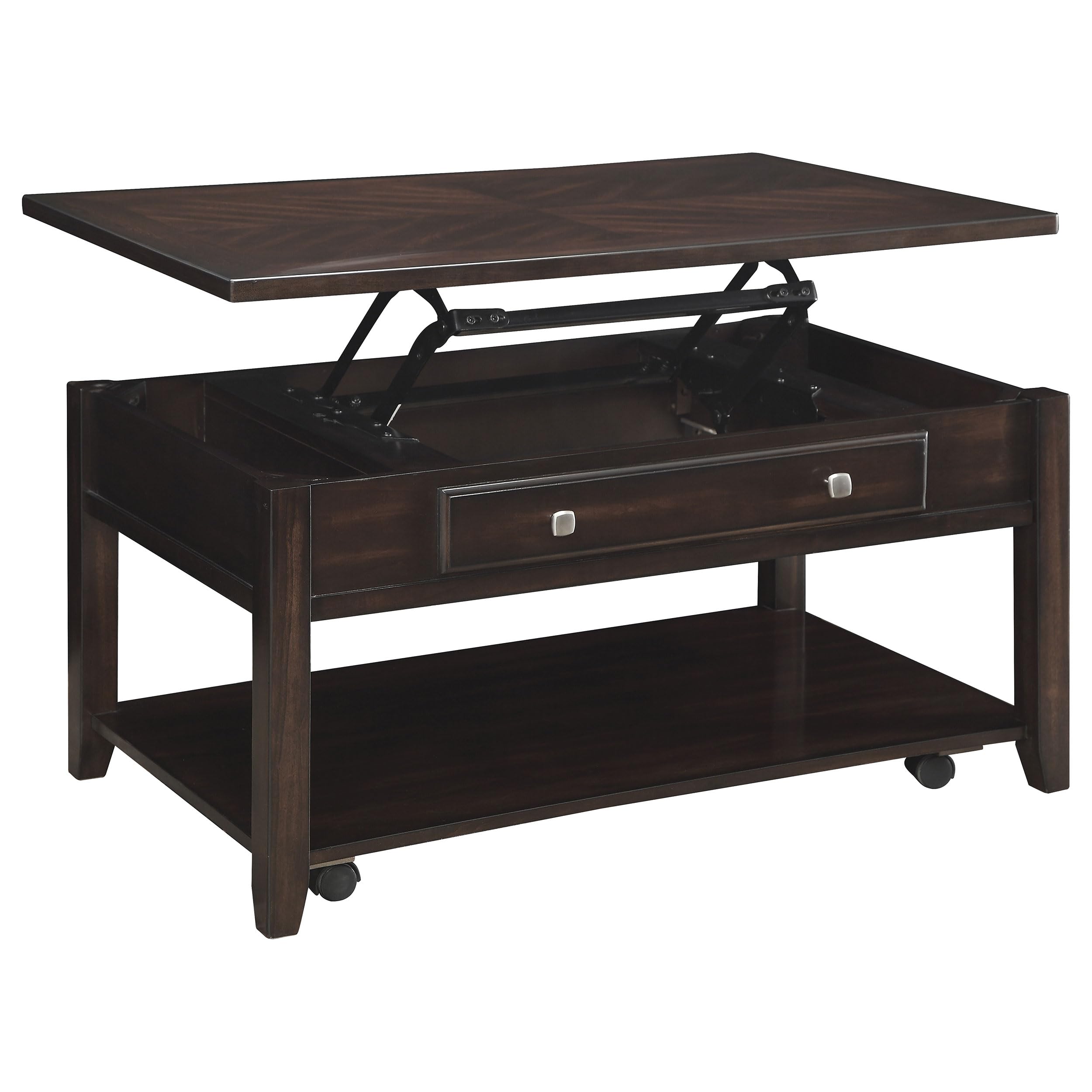 Coaster Furniture Rectangular Lift Top Coffee Table with Storage - Walnut Finish 721038 - Perfect for Living Room, Home Office, and Small Spaces