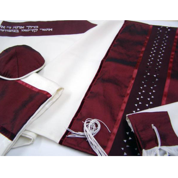 Bordeaux Star of David Tallit Prayer Shawl for Bar Mitzvah - Jewish Religious Ceremony & Daily Prayer Use