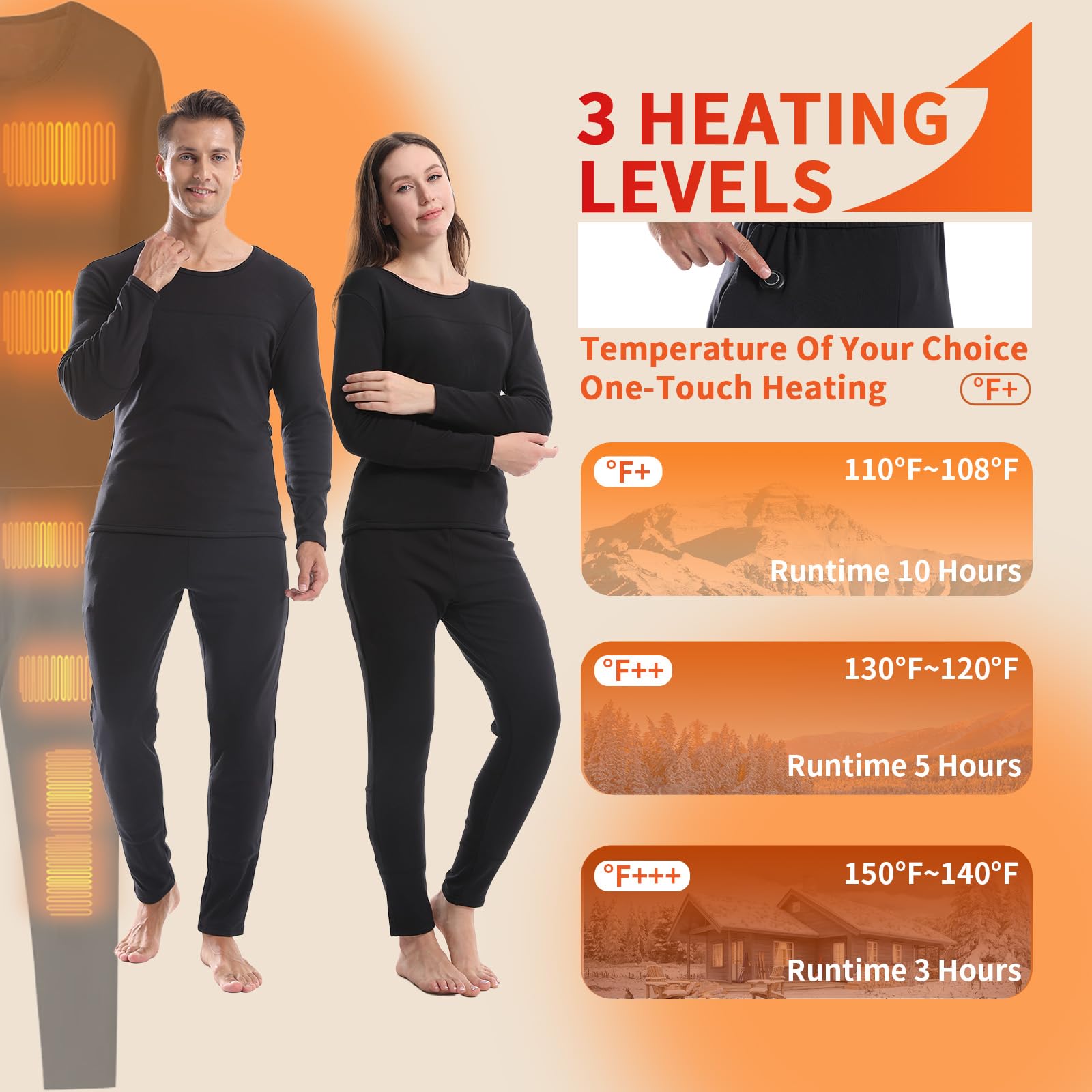 Smart Heated Thermal Underwear Set for Men & Women - 28°C App-Controlled Electric Base Layer Tops & Pants for Cold Weather - Ideal for Hunting, Dog Walking, Shoveling, Skiing & Winter Outdoor Activities