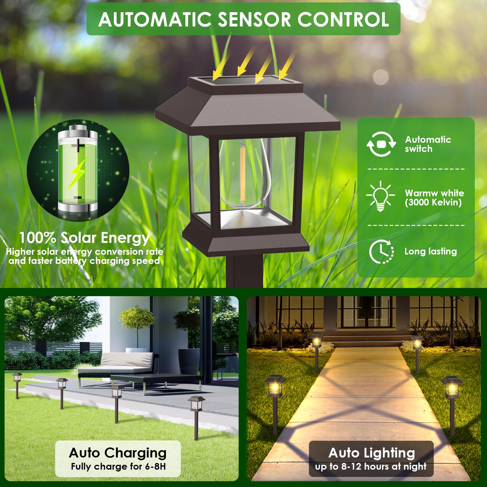12 Pack Solar Pathway Lights Outdoor - Upgraded LED Waterproof Garden Lights for Driveway, Walkway, Yard & Lawn Decor | Perfect for Landscape Lighting, Patio, Backyard & Outdoor Decorations