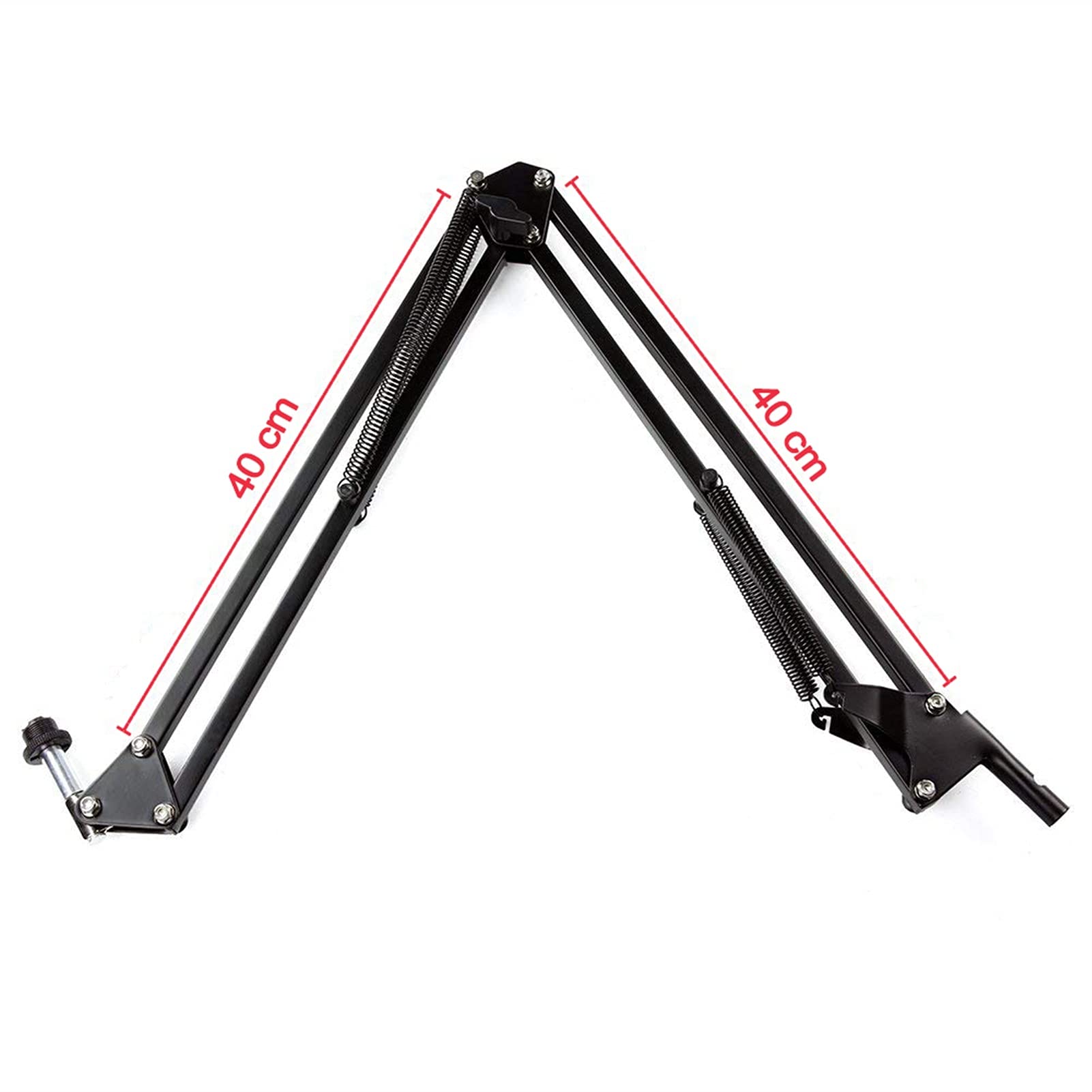 Adjustable Microphone Stand with Boom Arm - Extendable Scissor Mic Stand for Desk, Live Streaming, Radio Recording & Phone Holder - Foldable & Portable for Podcast, Gaming & Studio Use