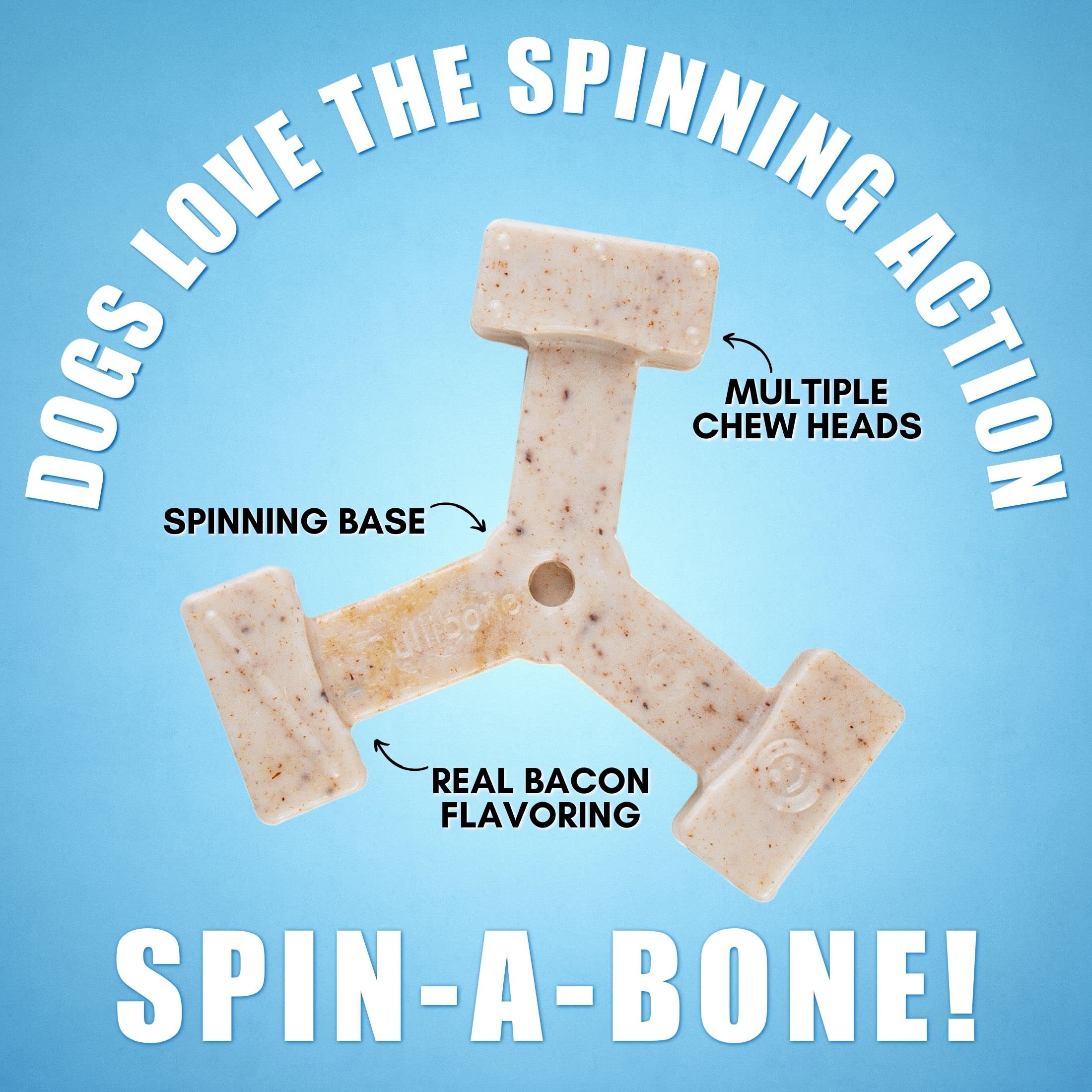 Bullibone Nylon Dog Chew Toy - Interactive Spin-a-Bone Chewing Toy for Dogs, Promotes Dental Health & Natural Instincts | Perfect for Aggressive Chewers, Teething Puppies & Boredom Relief