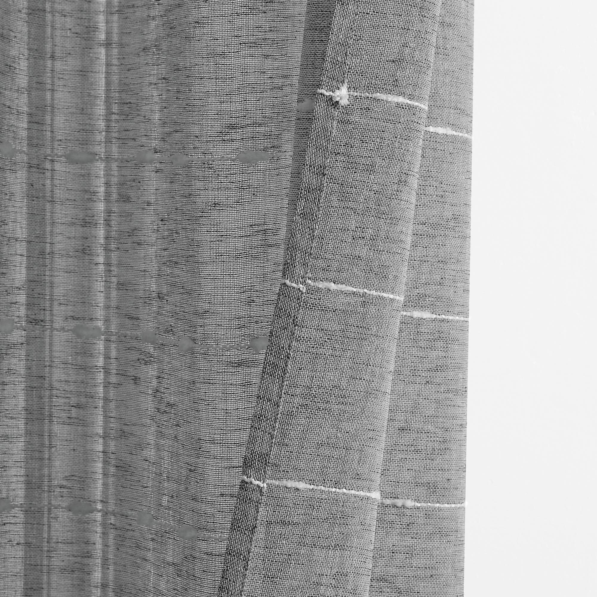 Farmhouse Style Textured Grommet Sheer Window Curtain Panels - Light Filtering Semi-Transparent Drapes for Living Room, Bedroom & Kitchen - Set of 2 Panels (84 Inches Long)