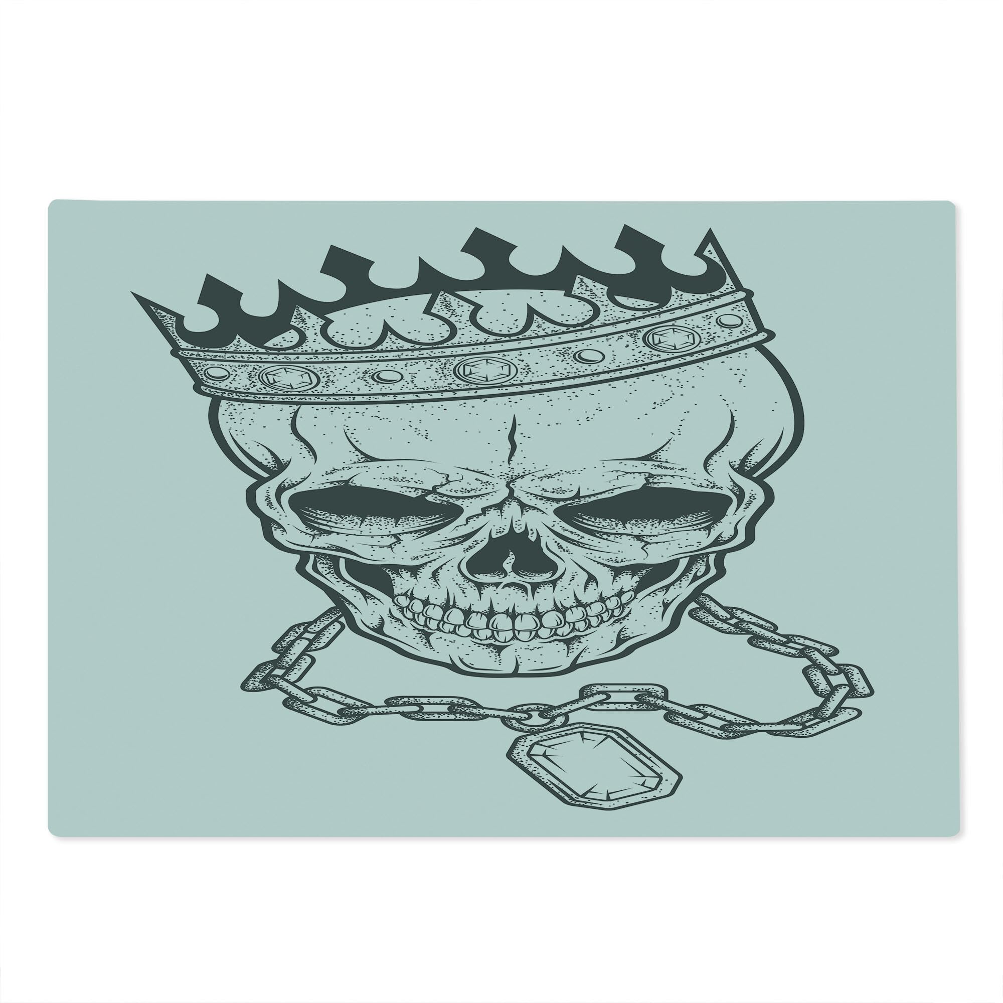 Ambesonne King Size Tempered Glass Cutting Board - Skull with Crown Hip Hop Street Style Print, Large Charcoal Grey & White Decorative Serving Board for Kitchen, Dining & Party Use