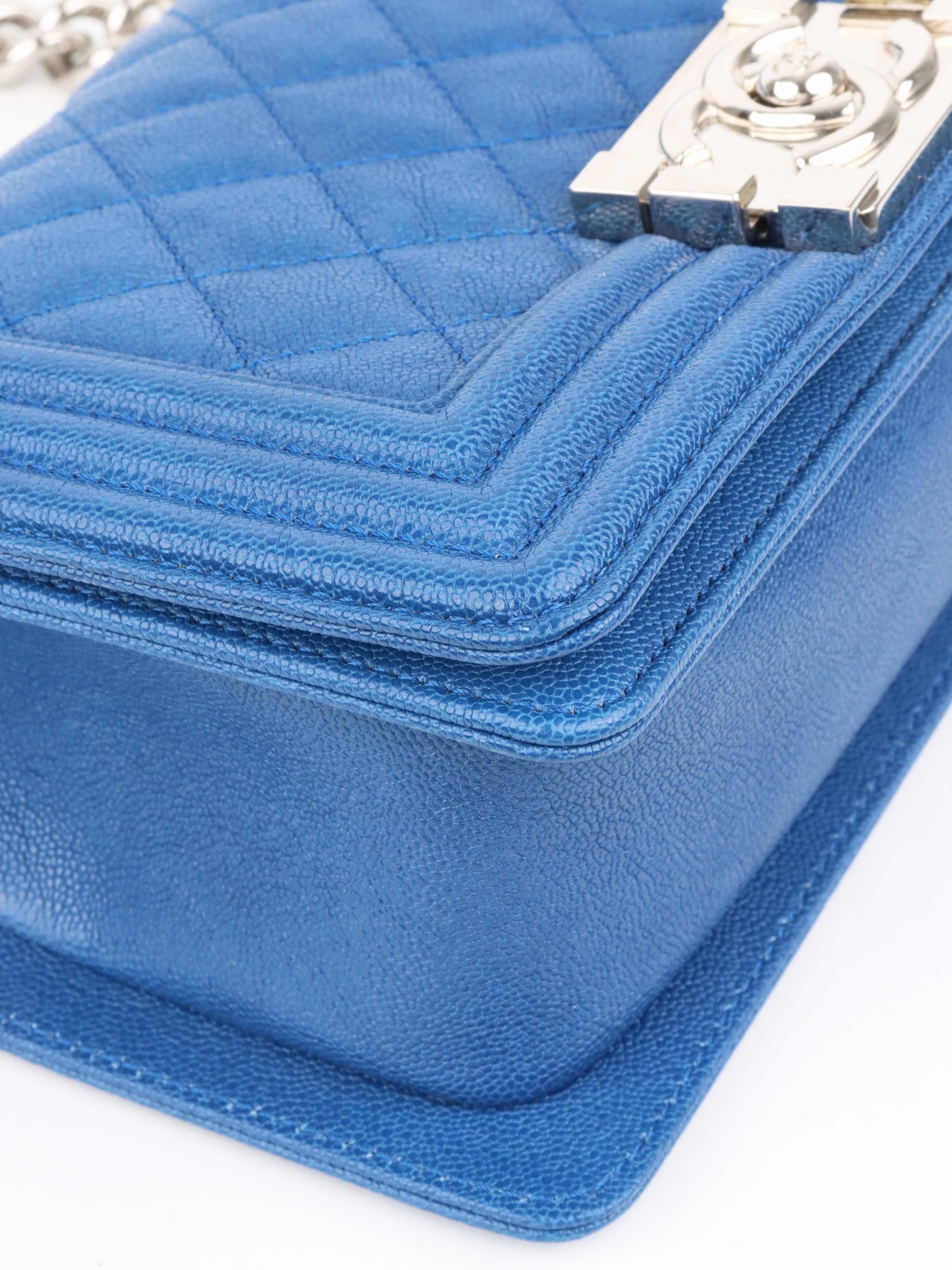 Chanel Blue Small Boy Bag - Luxury Leather Crossbody Handbag for Women | Perfect for Parties, Dates & Special Occasions