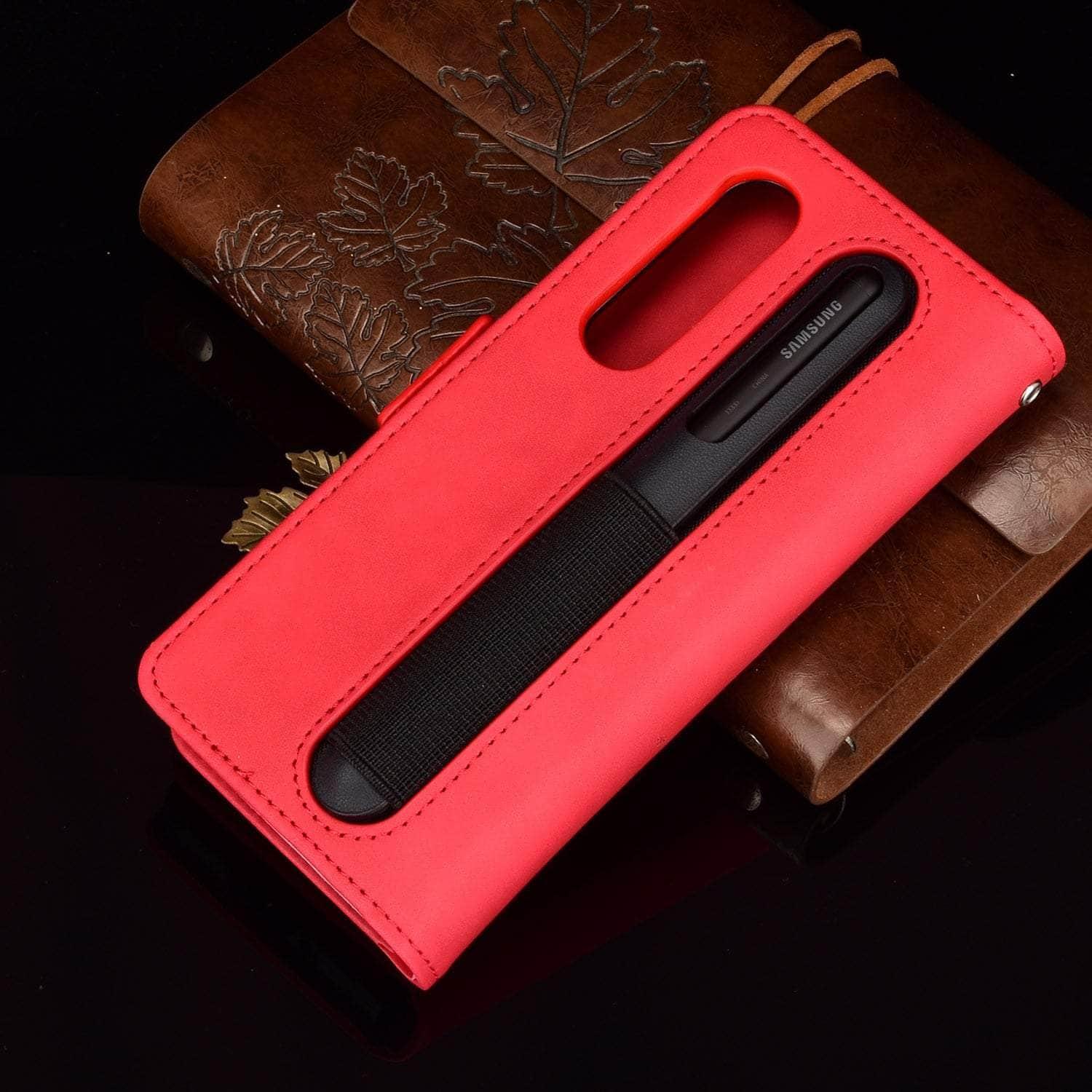 Premium Vegan Leather Case for Samsung Galaxy Z Fold 3 with S Pen Slot - Slim Protective Cover for Work, Travel & Everyday Use