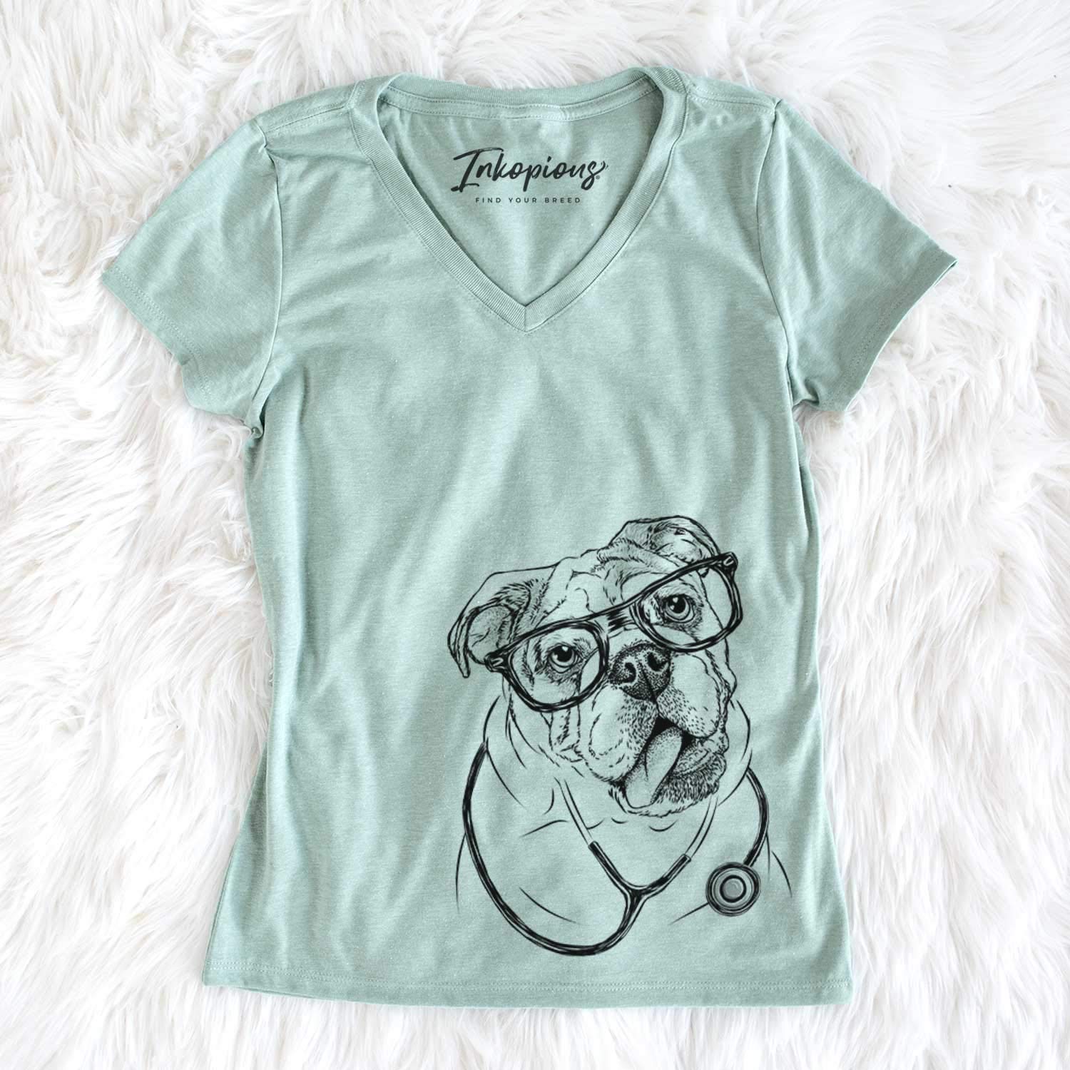 Medical Benson The English Bulldog Dog Triblend T-Shirt - Soft Vintage Style Pet Lover Tee for Men & Women - Perfect for Casual Wear, Dog Walks, and Vet Visits