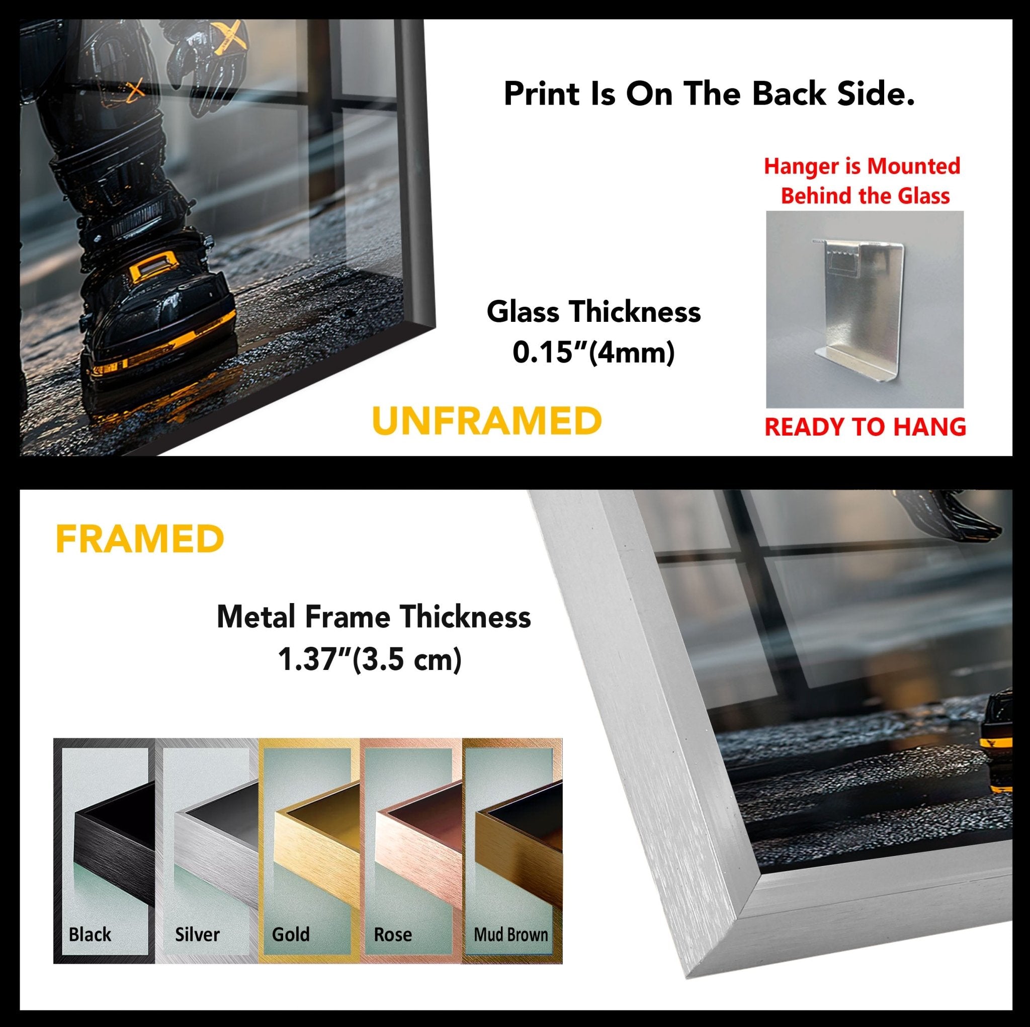 3D Animation Yellow Smile Robot Glass Wall Art - Modern Home Decor for Living Room, Bedroom & Office - Unique Gift Idea for Tech Lovers