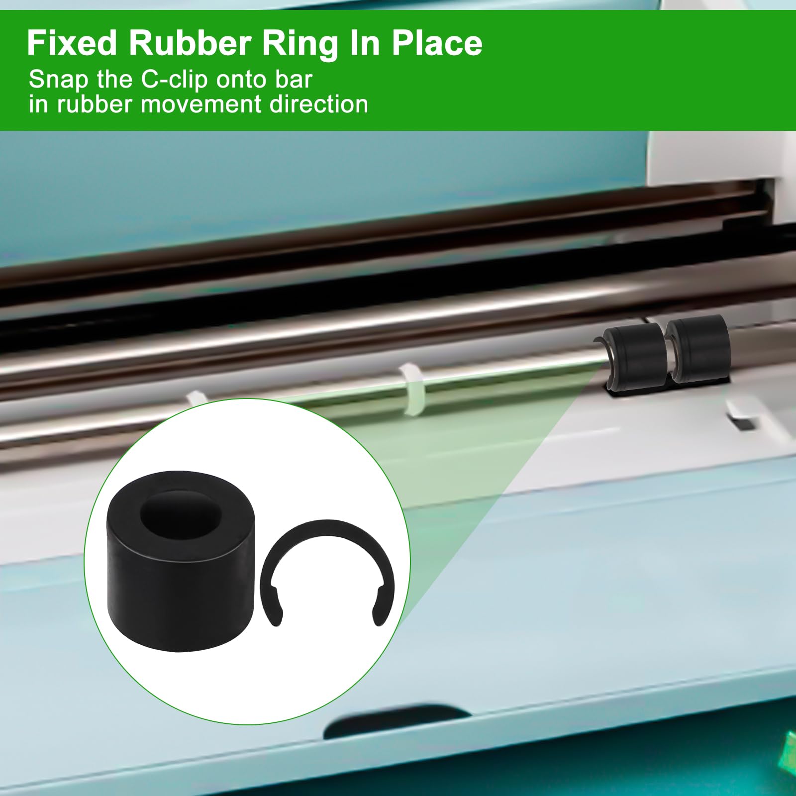 4pcs Rubber Roller Replacement Kit for Cricut Maker - Includes Retaining Clip Rings to Prevent Movement - Perfect for DIY Crafting, Vinyl Cutting & Scrapbooking Projects