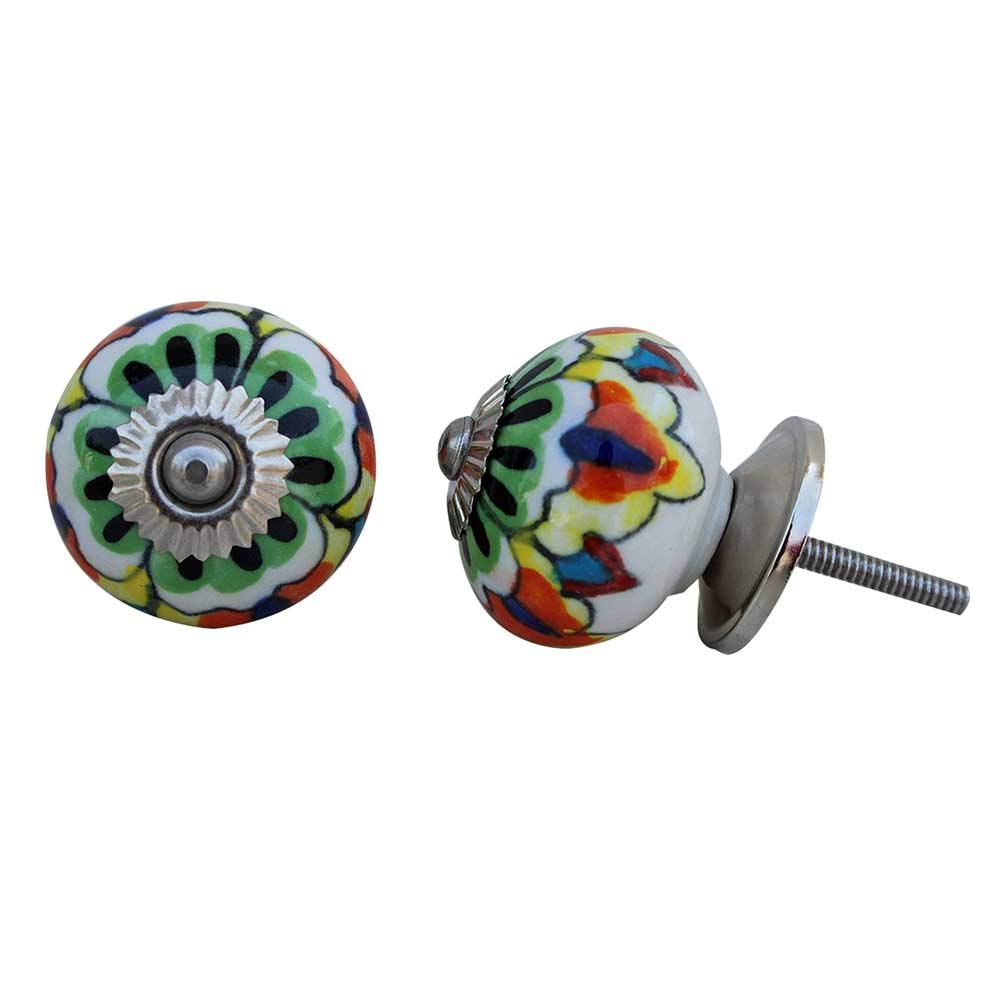 10 Pack Multicolor Ceramic Round Drawer Knobs - Vintage Style Cabinet Hardware for Kitchen, Dresser & Furniture - Decorative Pulls for Drawers, Cabinets & Doors - Easy Installation Home Upgrade