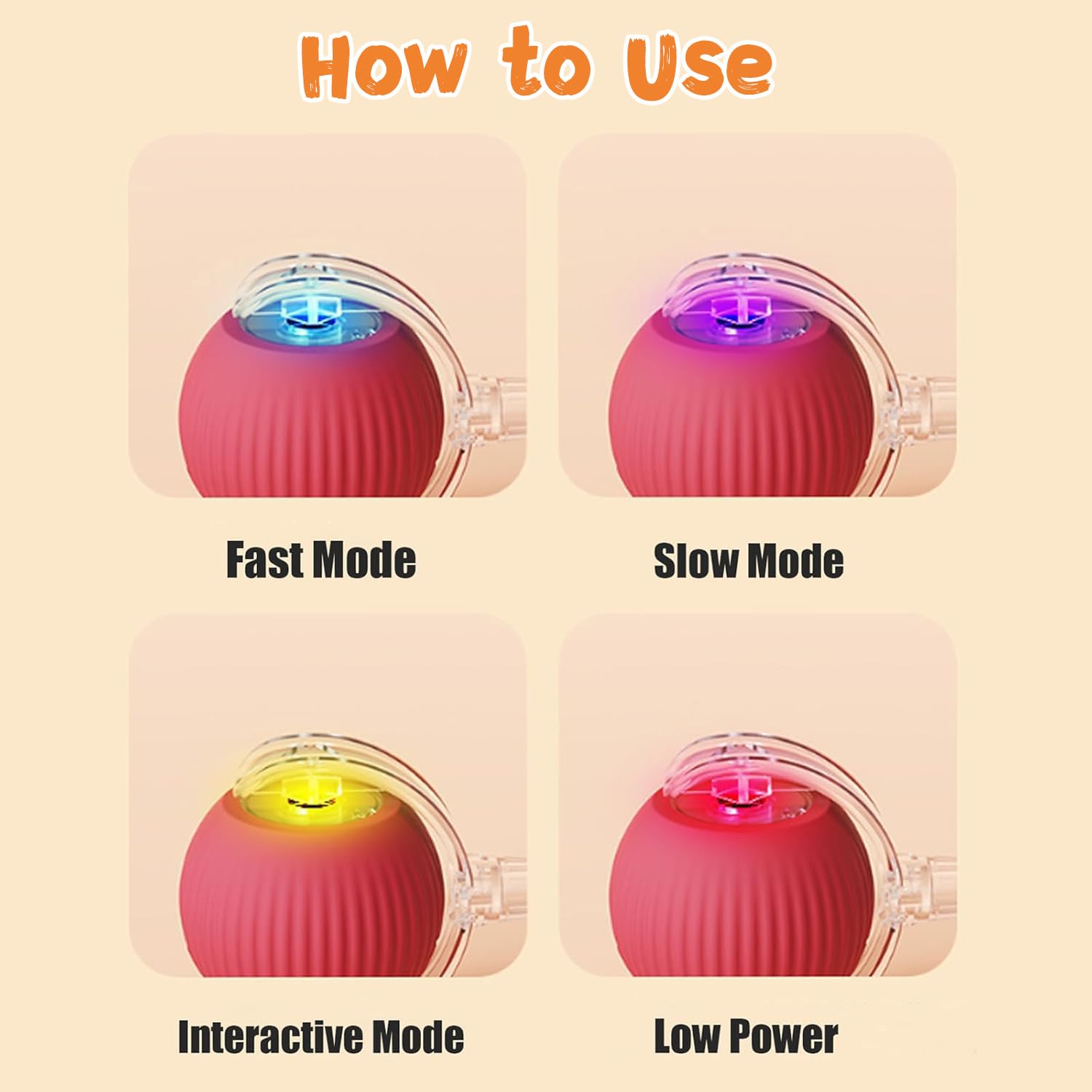 Interactive Rolling Dog Ball - 2024 Smart Automatic Rechargeable Pet Toy for Dogs & Cats, 360° Motion Electric Ball with LED Lights (Red+Green) - Perfect for Indoor Play, Exercise & Mental Stimulation