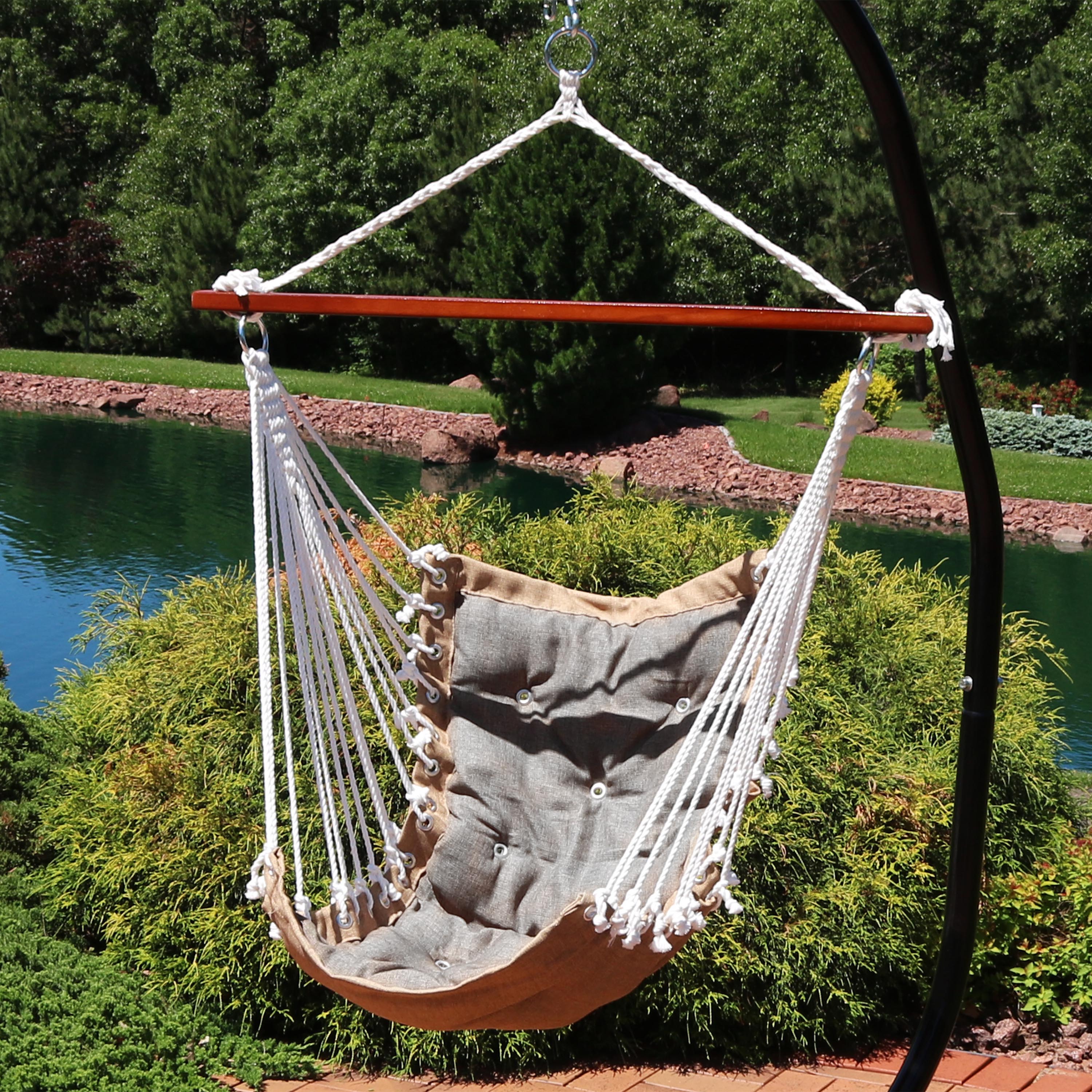 Sunnydaze Tufted Victorian Outdoor Hammock Chair Swing - Comfortable Hanging Chair for Patio, Garden, Porch & Backyard Relaxation