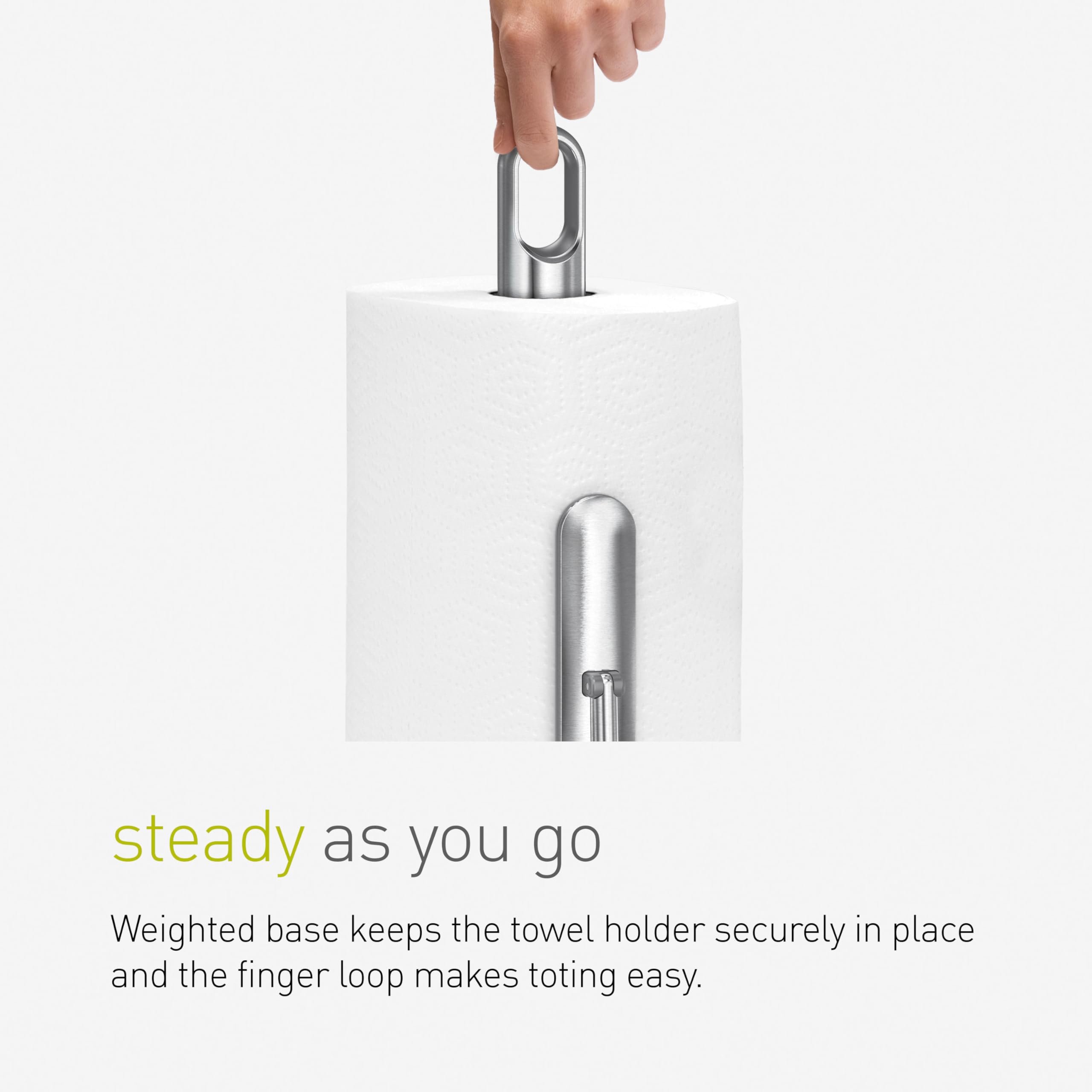 simplehuman Heavy-Duty Tension Arm Paper Towel Holder - Black Stainless Steel Countertop Kitchen Dispenser with Easy One-Handed Tear | Perfect for Kitchens, Bathrooms, Offices & RVs