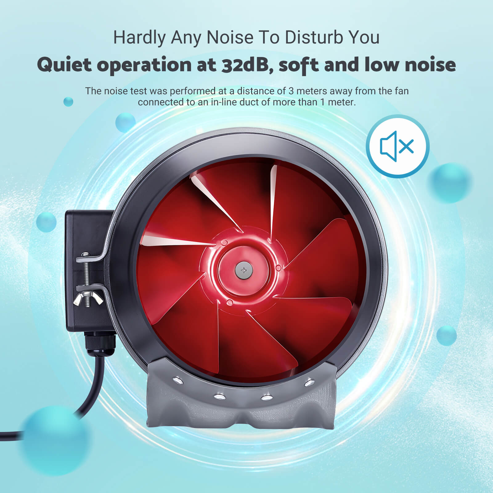 6 Inch Smart Inline Duct Fan with Temperature & Humidity Controller - IVC 001W for Home Ventilation, Grow Tents, and HVAC Systems