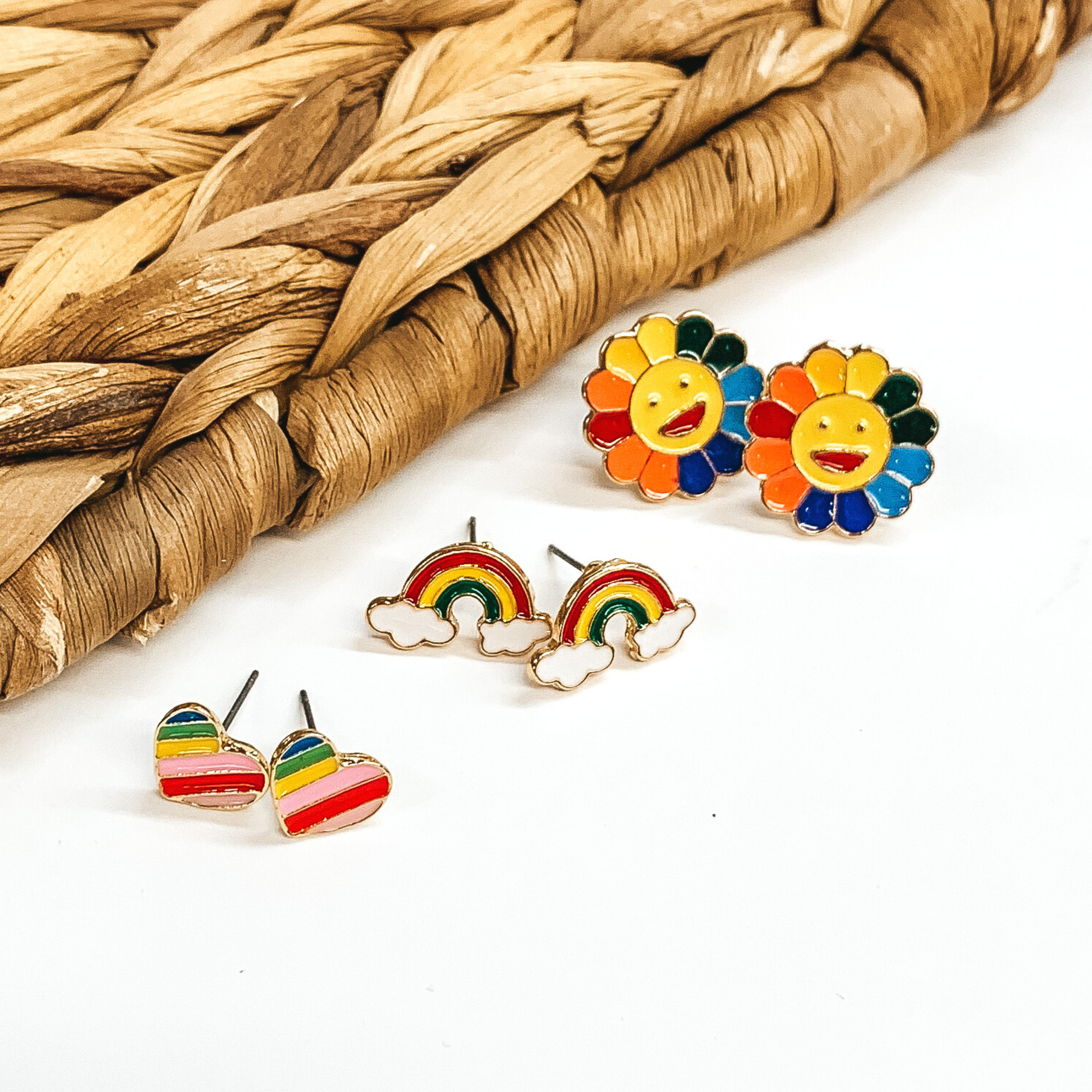 90's Rainbow Style Earring Set - Vintage Colorful Dangle Earrings for Women - Perfect for 90s Theme Parties, Festivals & Boho Fashion