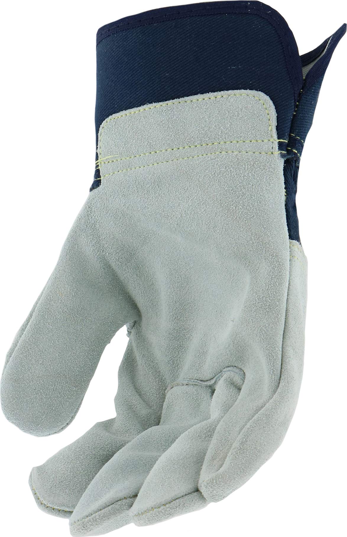 Ironcat IC65 S Premium Heavy Duty Split Cowhide Leather Work Gloves - 3/4 Palm Protection, Blue Gray, Size 4.5