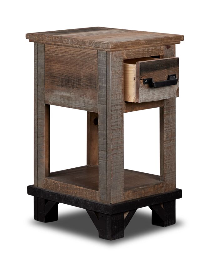 Baron Chairside Table - Rustic Barnwood Finish | Stylish Side Table for Living Room, Bedroom & Office
